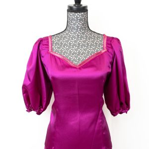 Body satin manche courte bouffante