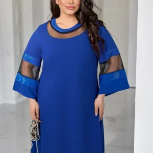 Dress with glittery mesh sleeves